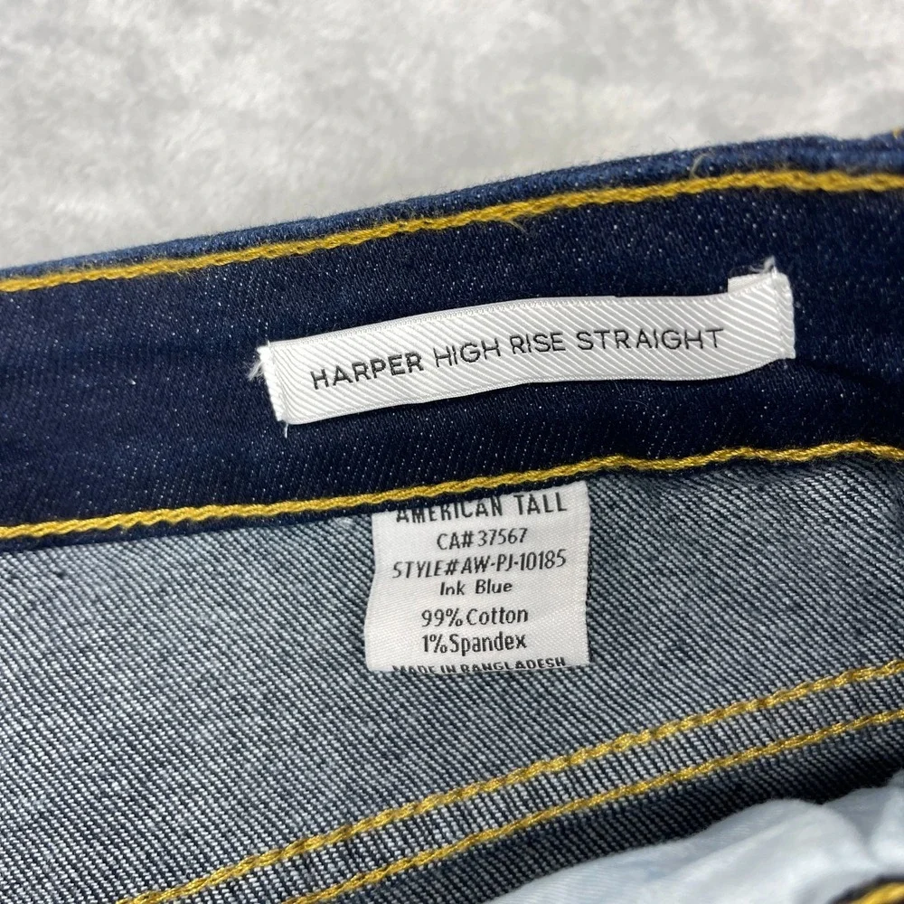 American Tall Jeans Mens 33/35 Ink‎ Blue Harper High Rise Straight Leg Outdoor